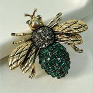 Gold and Green Bee Brooch